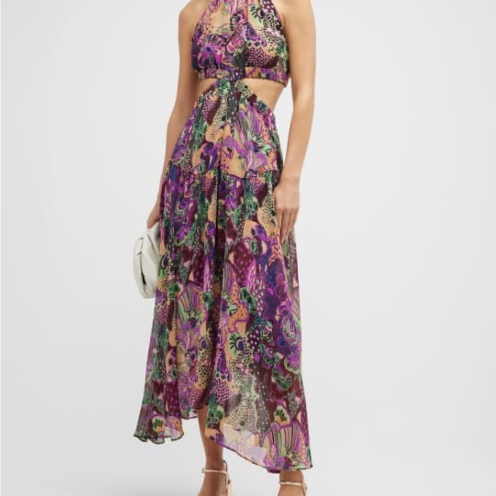 ALC Asymmetrical Tiered Halter Dress in Purple and Pink
